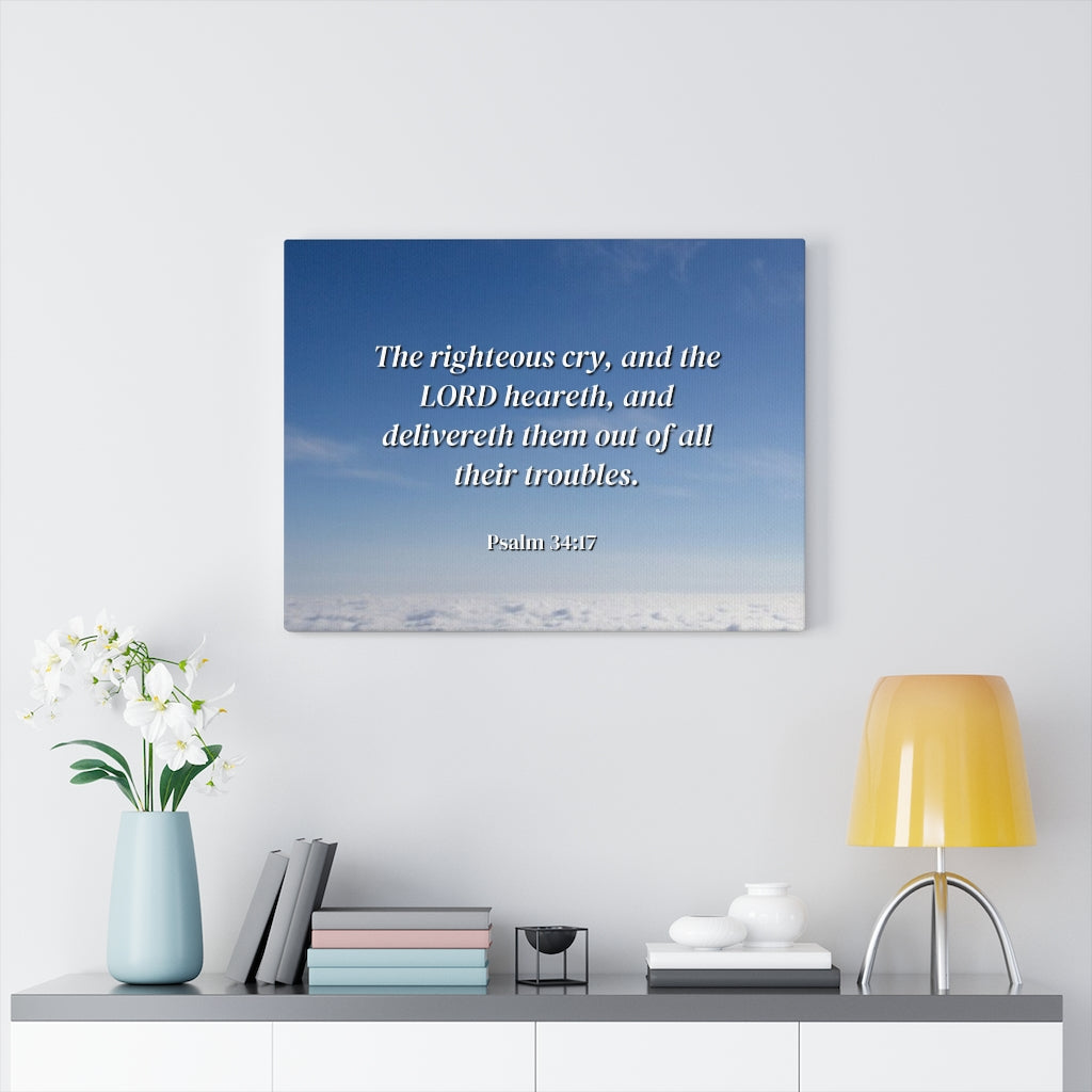 Scripture Walls The Righteous Cry Psalm 34:17 Bible Verse Canvas Christian Wall Art Ready to Hang Unframed-Express Your Love Gifts