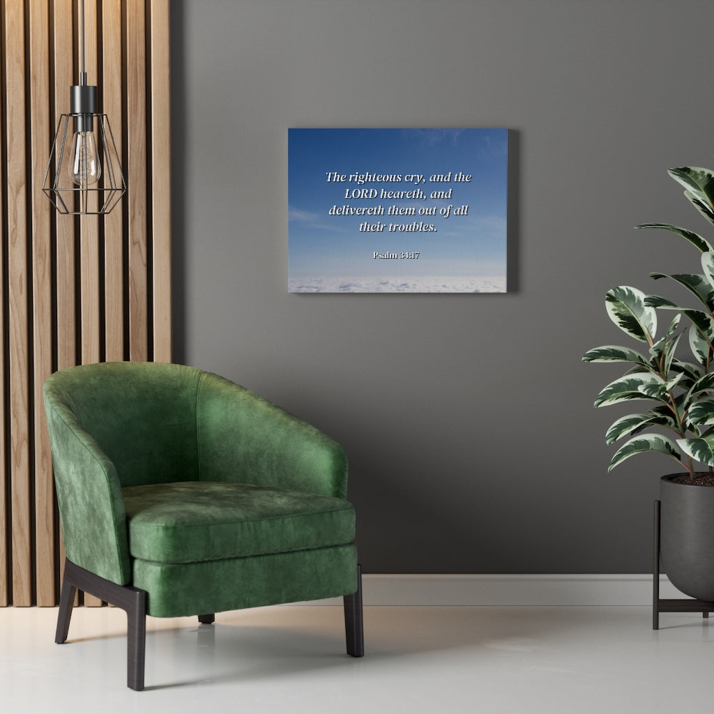 Scripture Walls The Righteous Cry Psalm 34:17 Bible Verse Canvas Christian Wall Art Ready to Hang Unframed-Express Your Love Gifts