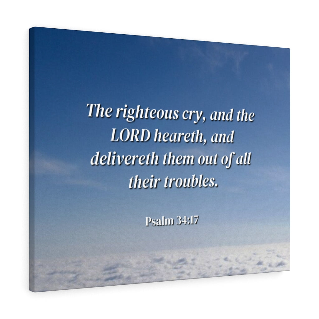 Scripture Walls The Righteous Cry Psalm 34:17 Bible Verse Canvas Christian Wall Art Ready to Hang Unframed-Express Your Love Gifts
