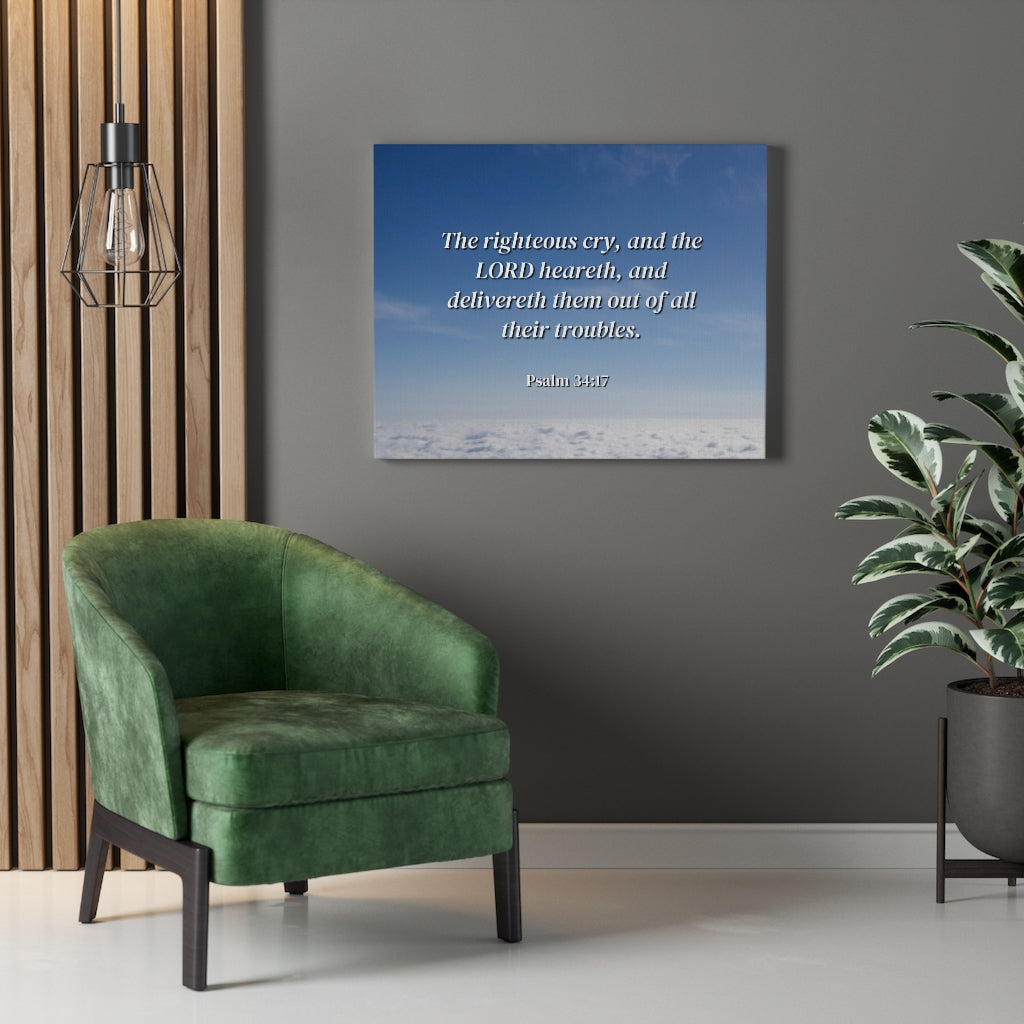 Scripture Walls The Righteous Cry Psalm 34:17 Bible Verse Canvas Christian Wall Art Ready to Hang Unframed-Express Your Love Gifts