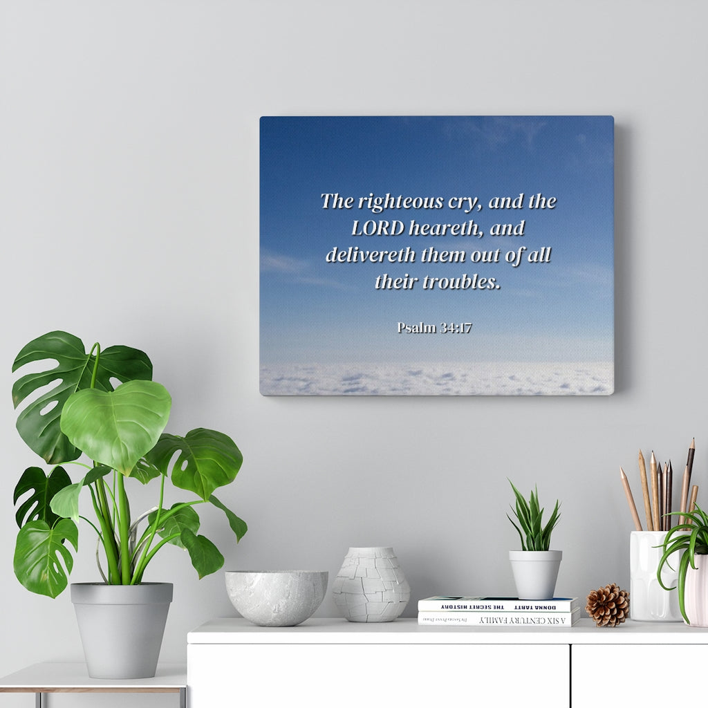 Scripture Walls The Righteous Cry Psalm 34:17 Bible Verse Canvas Christian Wall Art Ready to Hang Unframed-Express Your Love Gifts