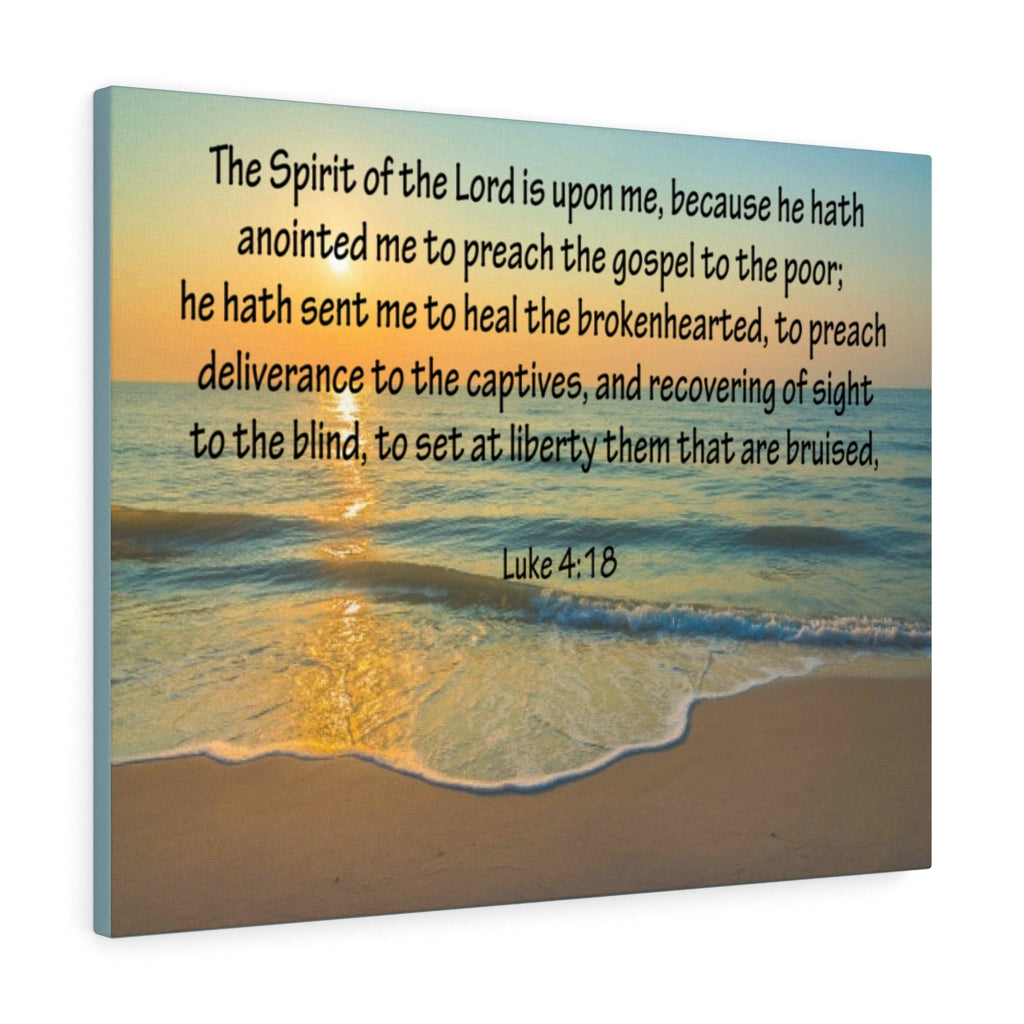 Scripture Walls The Spirit of The Lord Luke 4:18 Bible Verse Canvas Christian Wall Art Ready to Hang Unframed-Express Your Love Gifts