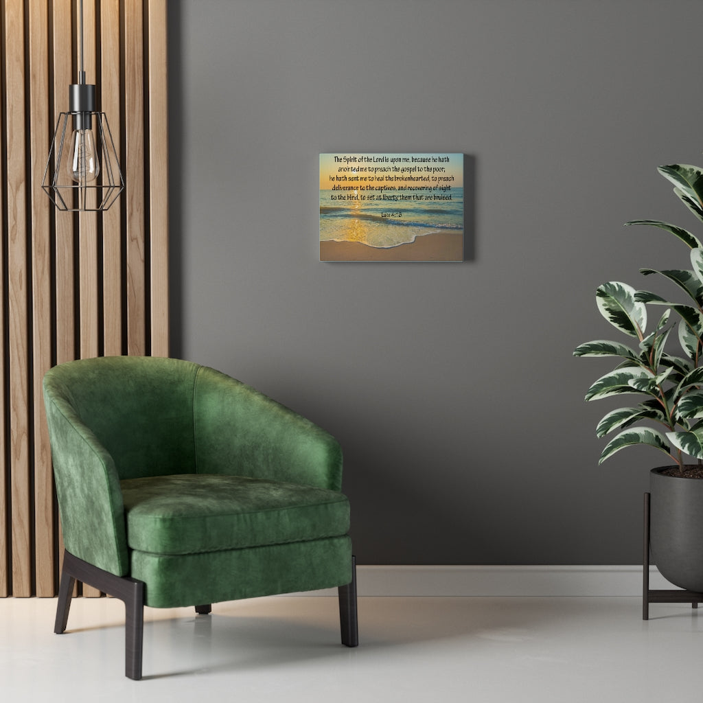 Scripture Walls The Spirit of The Lord Luke 4:18 Bible Verse Canvas Christian Wall Art Ready to Hang Unframed-Express Your Love Gifts
