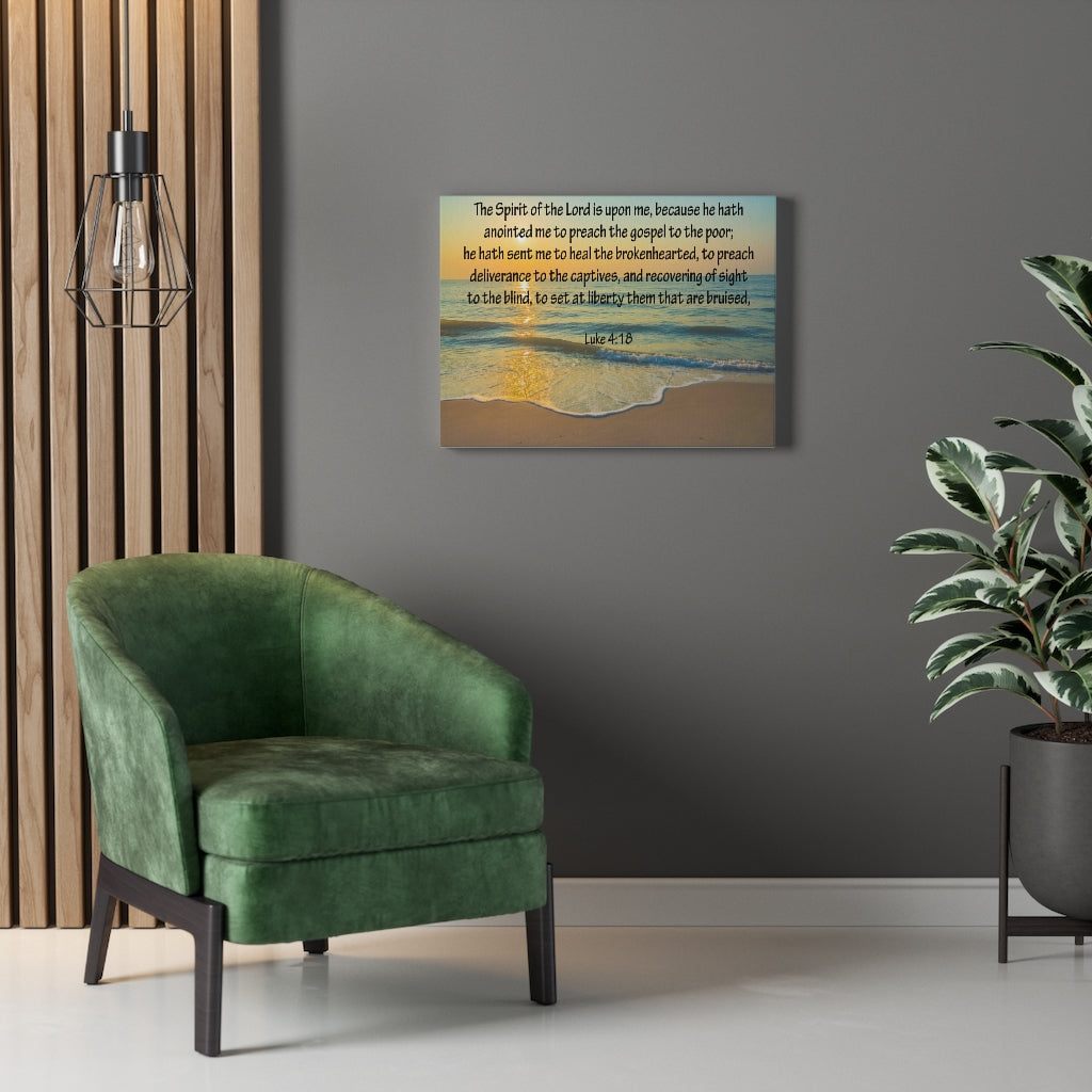 Scripture Walls The Spirit of The Lord Luke 4:18 Bible Verse Canvas Christian Wall Art Ready to Hang Unframed-Express Your Love Gifts