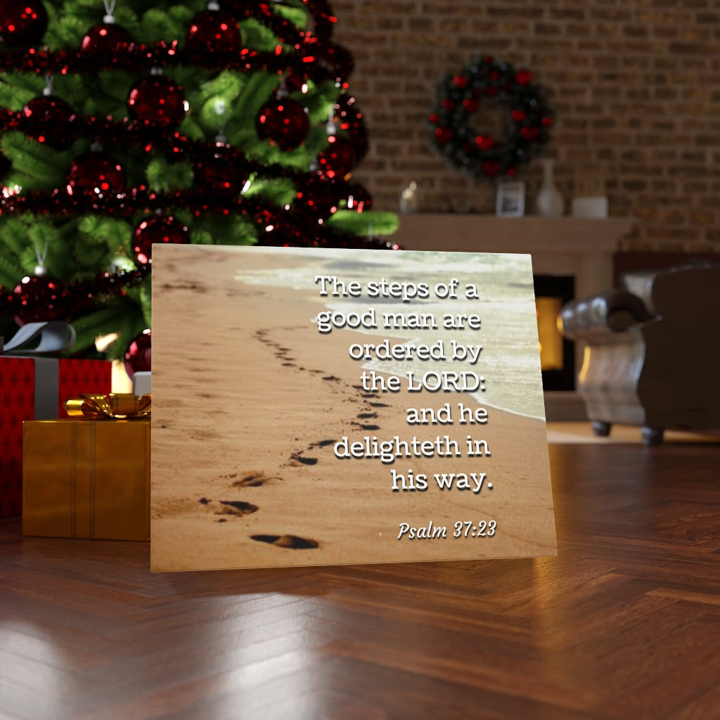Scripture Walls The Steps Psalm 37:23 Bible Verse Canvas Christian Wall Art Ready to Hang Unframed-Express Your Love Gifts