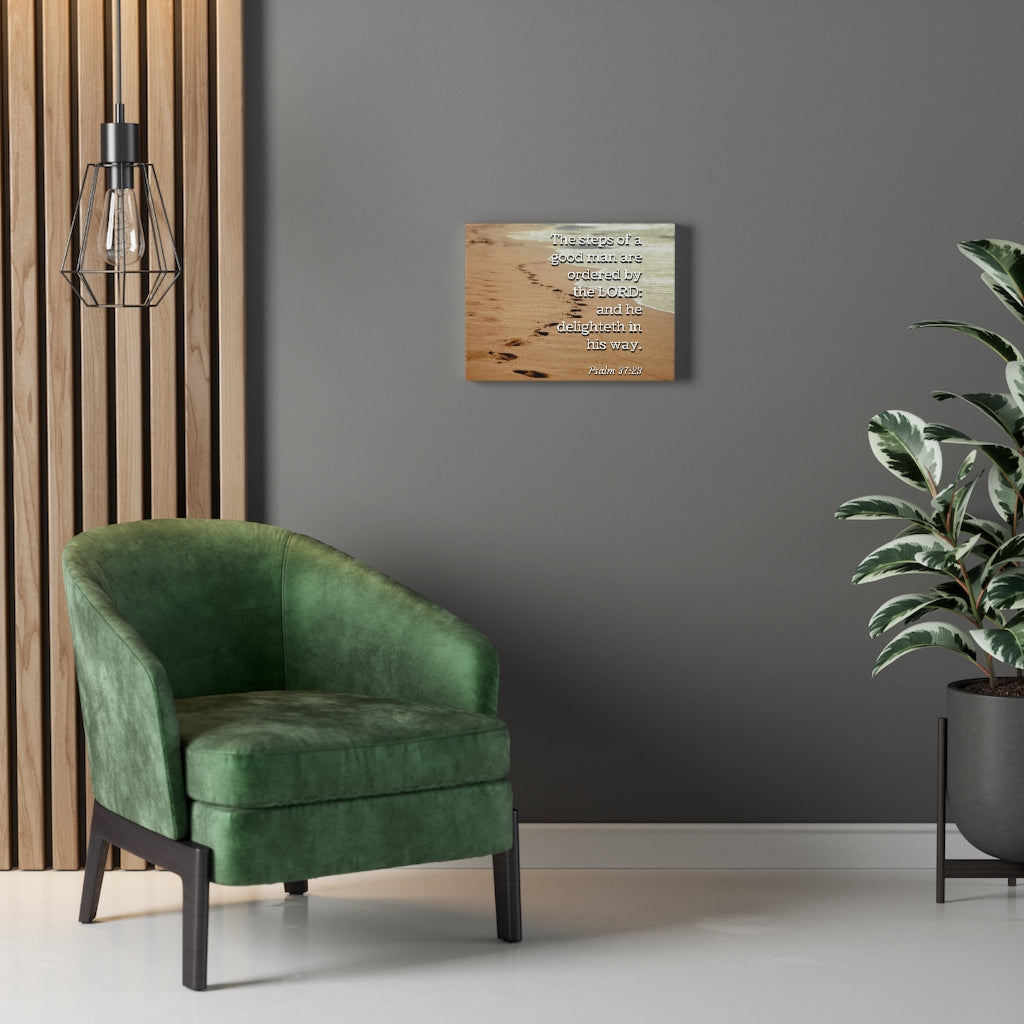 Scripture Walls The Steps Psalm 37:23 Bible Verse Canvas Christian Wall Art Ready to Hang Unframed-Express Your Love Gifts