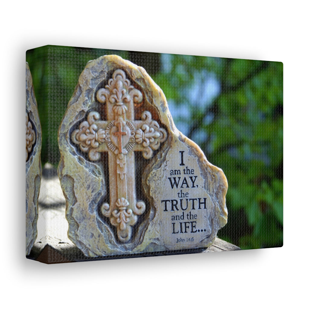 Scripture Walls The Truth And The Life John 14:6 Cross Bible Verse Canvas Christian Wall Art Ready to Hang Unframed-Express Your Love Gifts