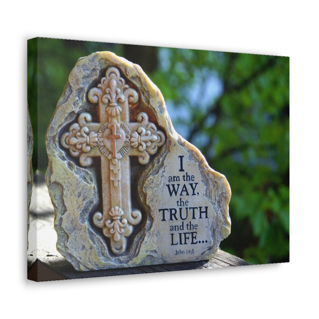Scripture Walls The Truth And The Life John 14:6 Cross Bible Verse Canvas Christian Wall Art Ready to Hang Unframed-Express Your Love Gifts