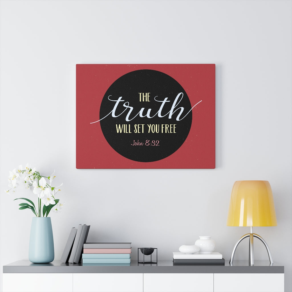 Scripture Walls The Truth Red John 8:32 Bible Verse Canvas Christian Wall Art Ready to Hang Unframed-Express Your Love Gifts