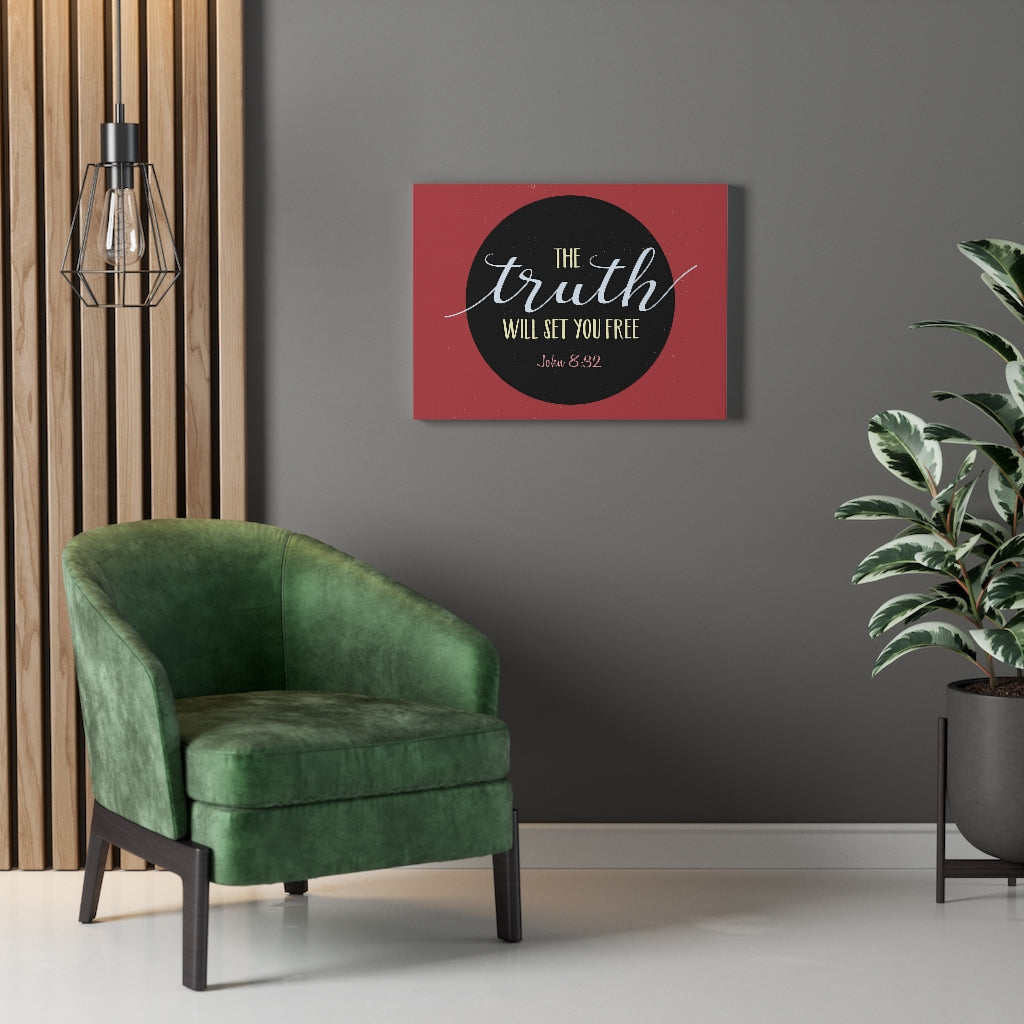 Scripture Walls The Truth Red John 8:32 Bible Verse Canvas Christian Wall Art Ready to Hang Unframed-Express Your Love Gifts