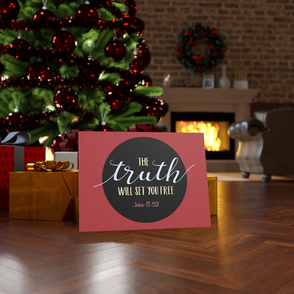 Scripture Walls The Truth Red John 8:32 Bible Verse Canvas Christian Wall Art Ready to Hang Unframed-Express Your Love Gifts