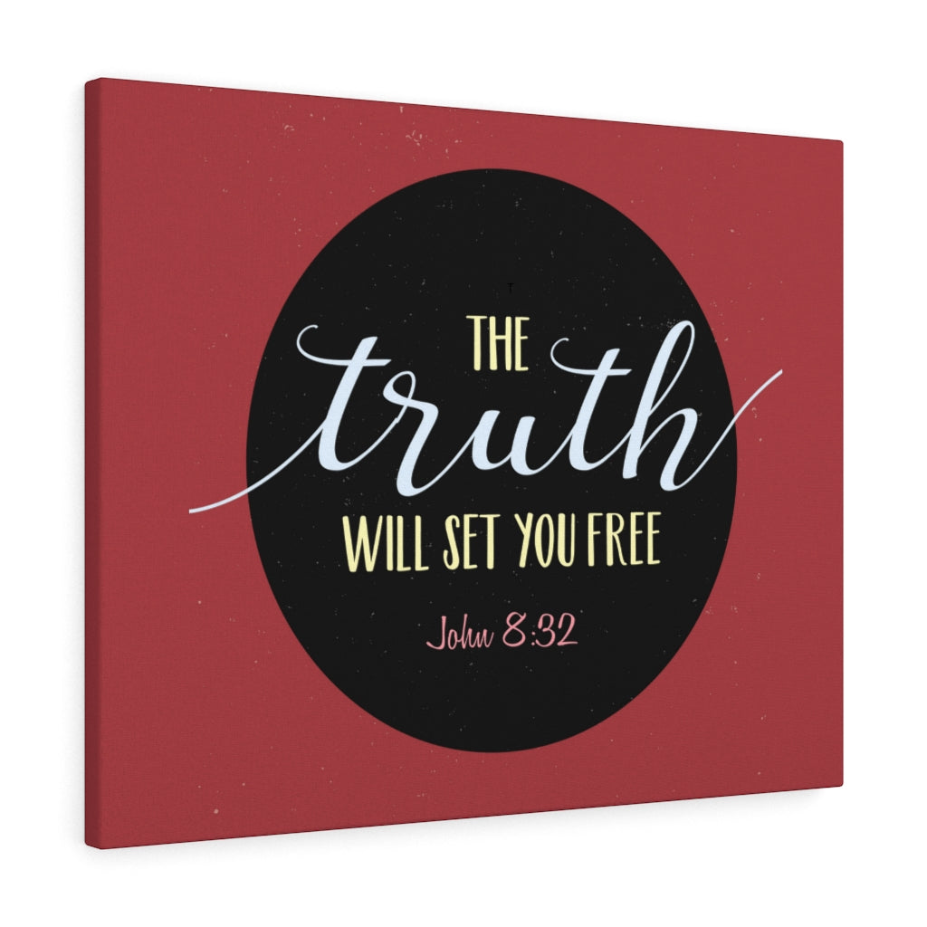 Scripture Walls The Truth Red John 8:32 Bible Verse Canvas Christian Wall Art Ready to Hang Unframed-Express Your Love Gifts