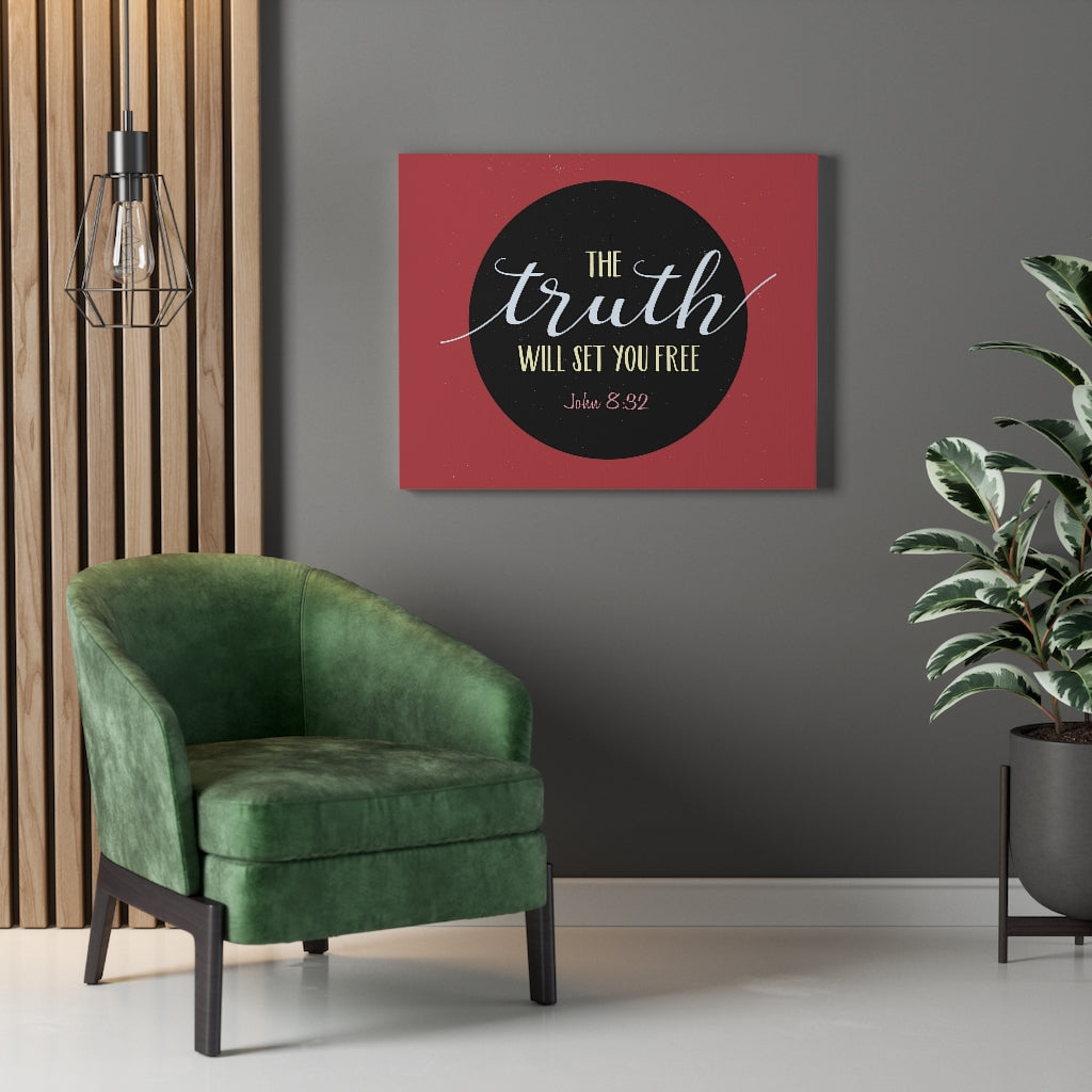 Scripture Walls The Truth Red John 8:32 Bible Verse Canvas Christian Wall Art Ready to Hang Unframed-Express Your Love Gifts