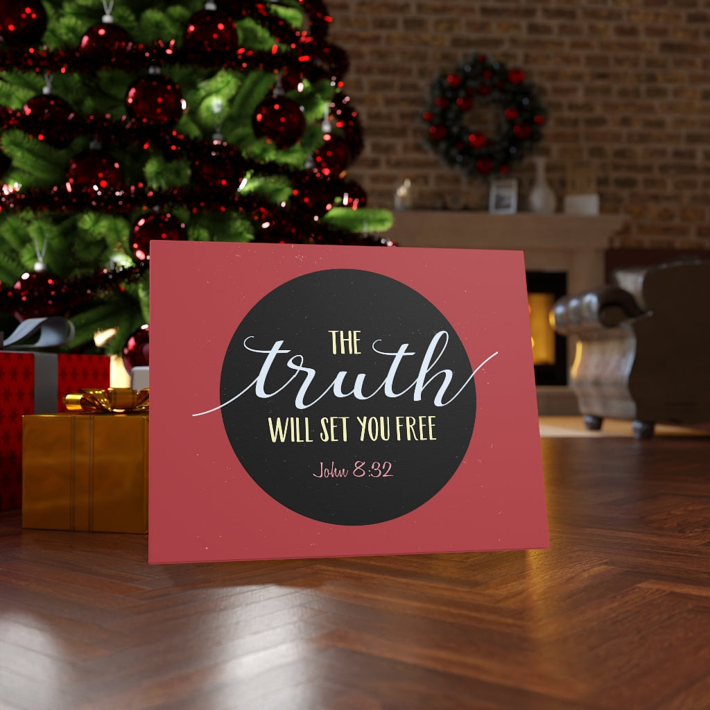 Scripture Walls The Truth Red John 8:32 Bible Verse Canvas Christian Wall Art Ready to Hang Unframed-Express Your Love Gifts