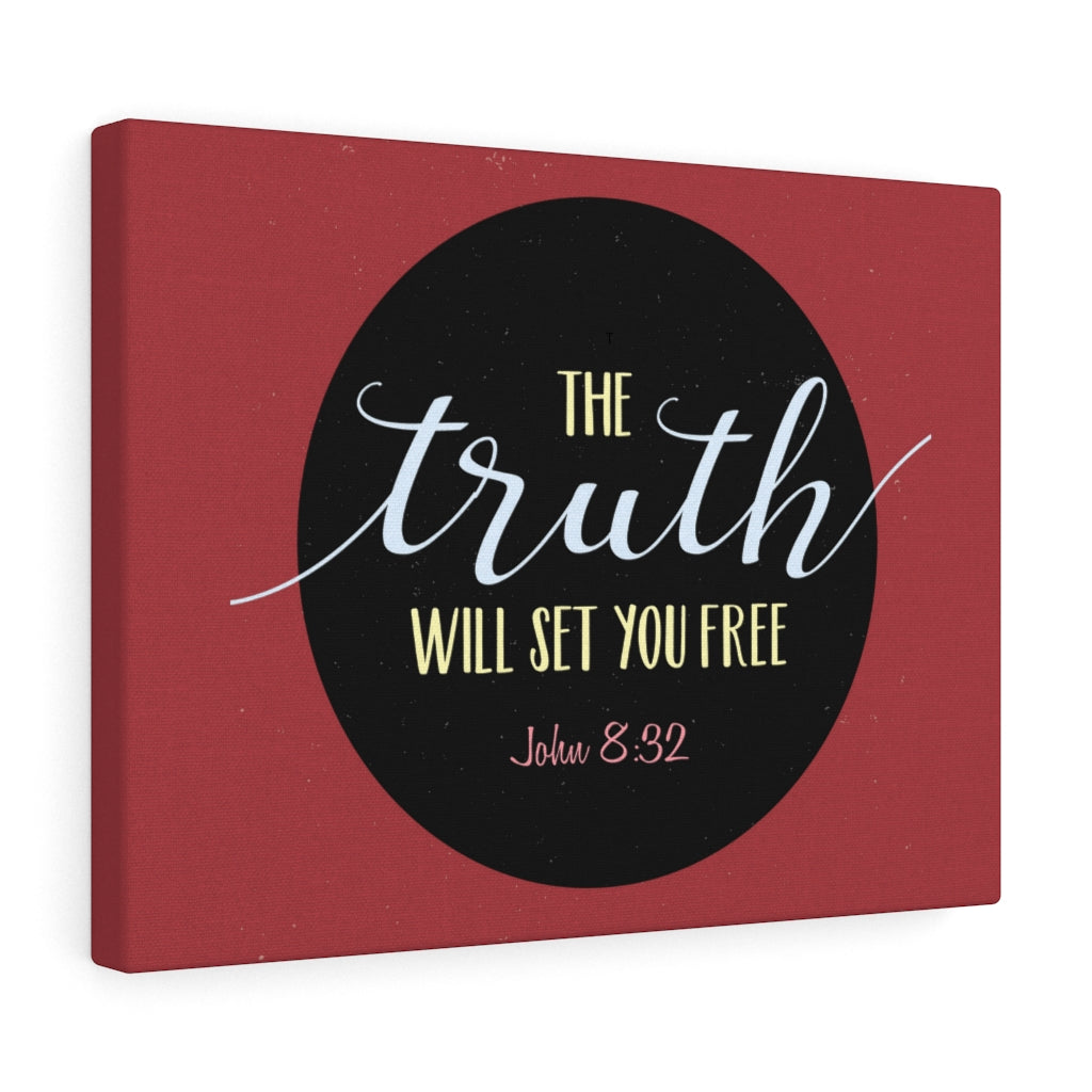 Scripture Walls The Truth Red John 8:32 Bible Verse Canvas Christian Wall Art Ready to Hang Unframed-Express Your Love Gifts