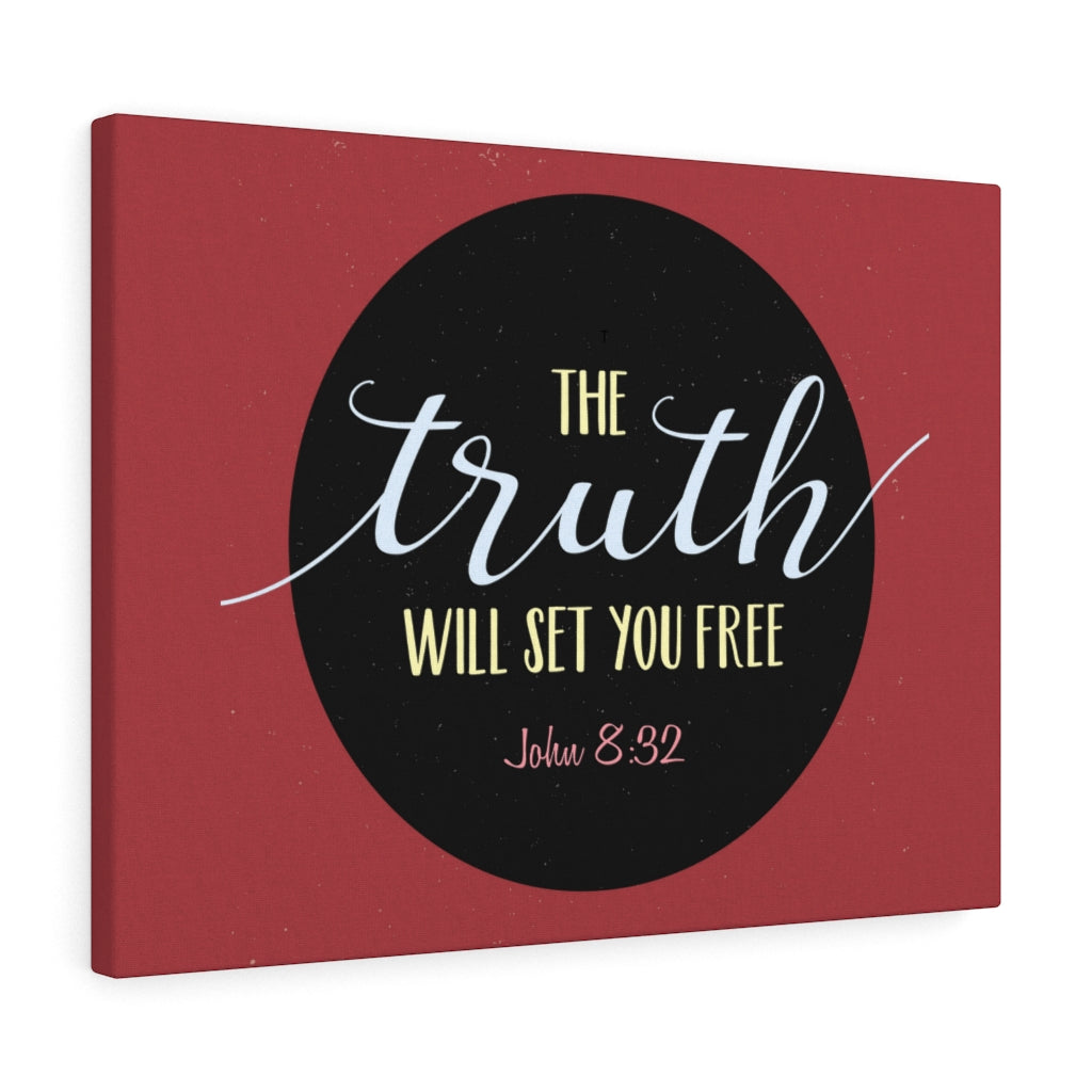 Scripture Walls The Truth Red John 8:32 Bible Verse Canvas Christian Wall Art Ready to Hang Unframed-Express Your Love Gifts