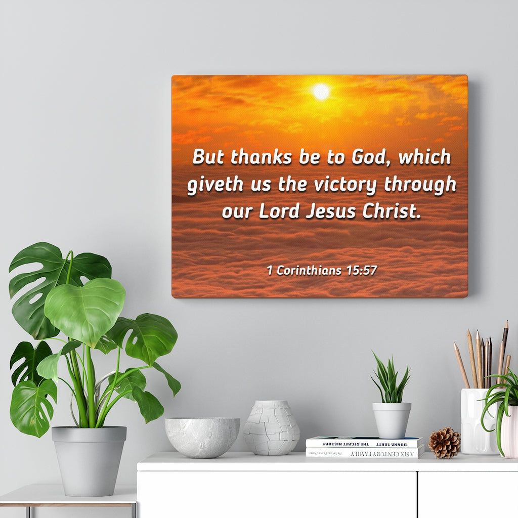 Scripture Walls The Victory 1 Corinthians 15:57 Bible Verse Canvas Christian Wall Art Ready to Hang Unframed-Express Your Love Gifts