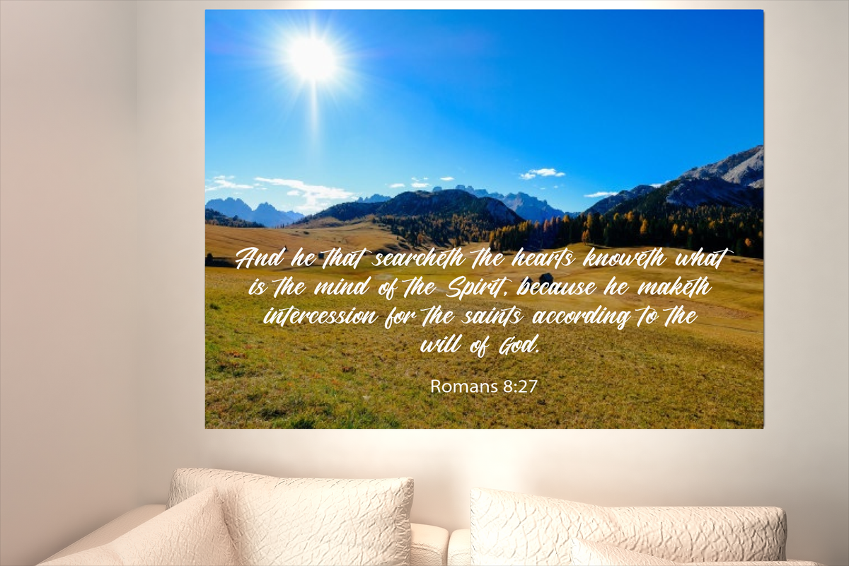 Scripture Walls The Will of God Romans 8:27 Bible Verse Canvas Christian Wall Art Ready to Hang Unframed-Express Your Love Gifts