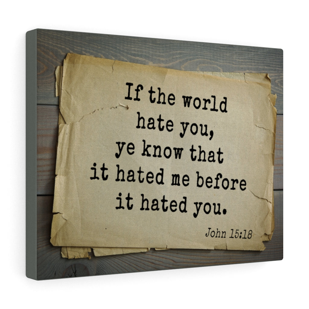 Scripture Walls The World John 15:18 Bible Verse Canvas Christian Wall Art Ready to Hang Unframed-Express Your Love Gifts