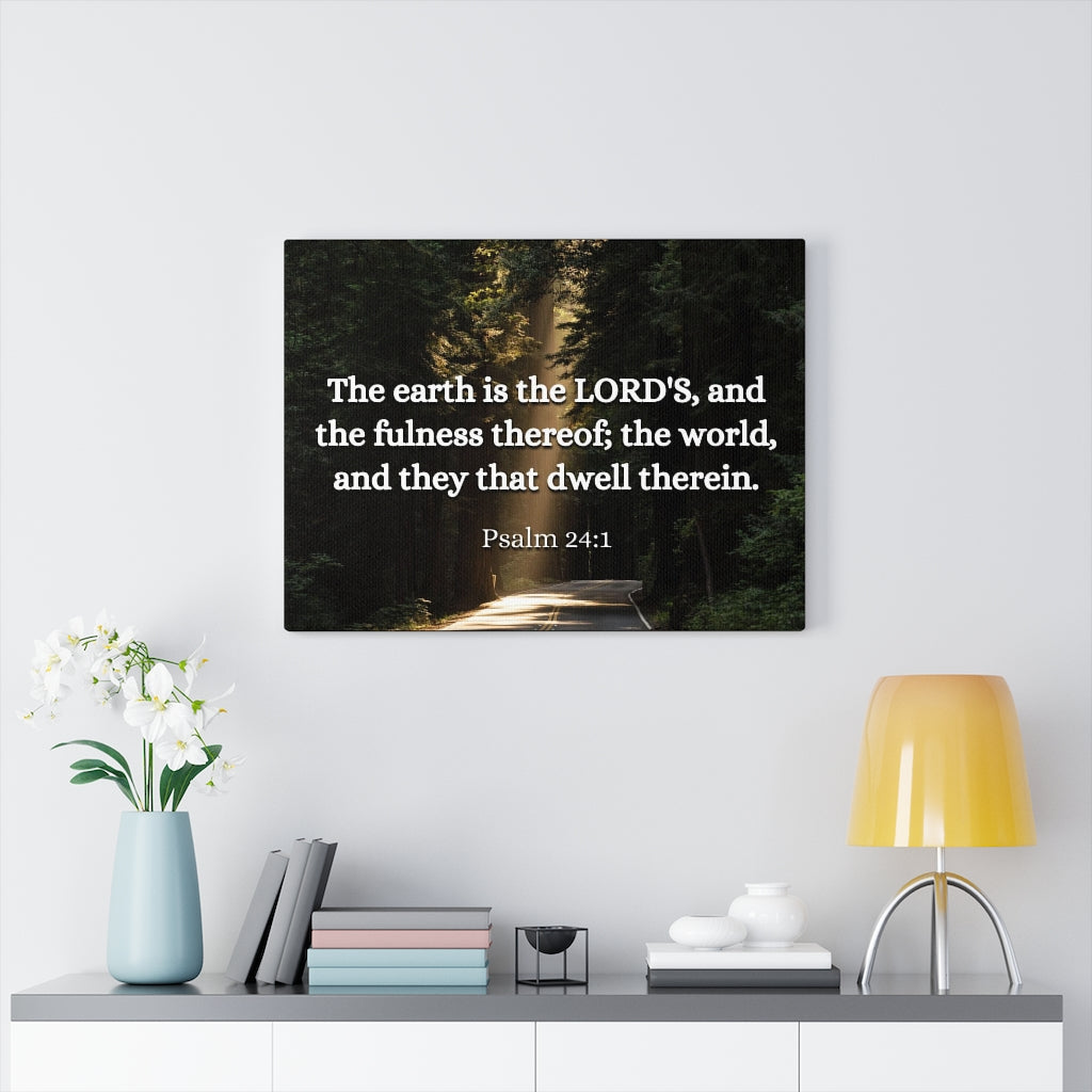 Scripture Walls The World Psalm 24:1 Bible Verse Canvas Christian Wall Art Ready to Hang Unframed-Express Your Love Gifts