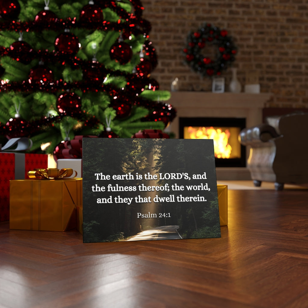 Scripture Walls The World Psalm 24:1 Bible Verse Canvas Christian Wall Art Ready to Hang Unframed-Express Your Love Gifts