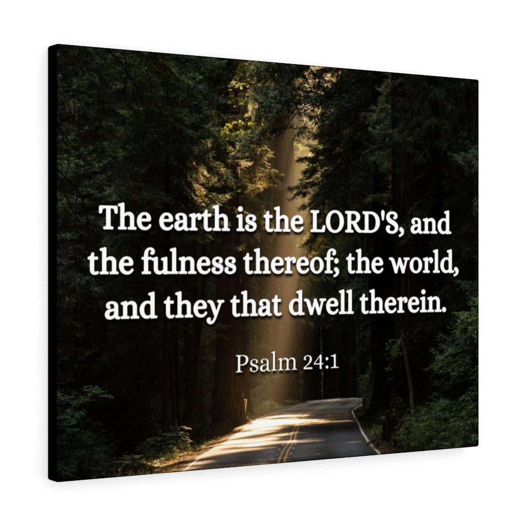Scripture Walls The World Psalm 24:1 Bible Verse Canvas Christian Wall Art Ready to Hang Unframed-Express Your Love Gifts