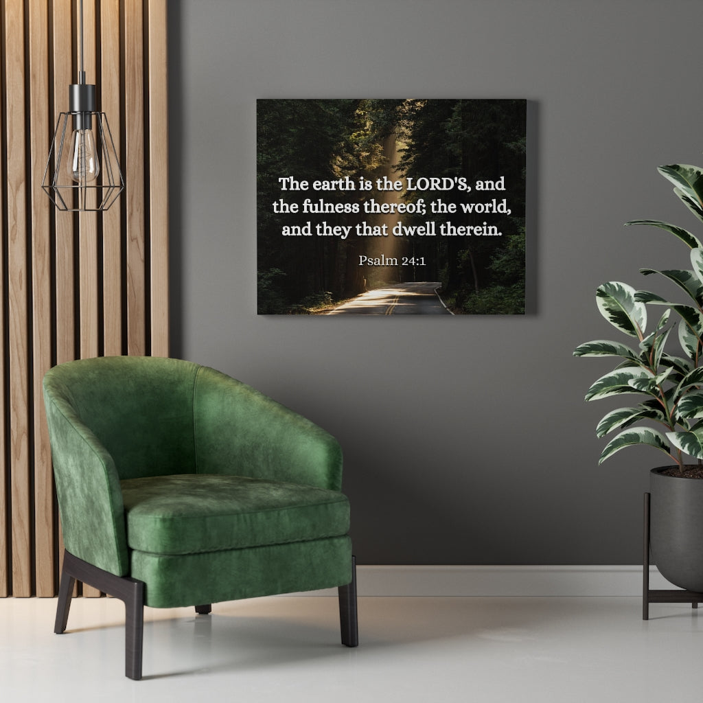 Scripture Walls The World Psalm 24:1 Bible Verse Canvas Christian Wall Art Ready to Hang Unframed-Express Your Love Gifts