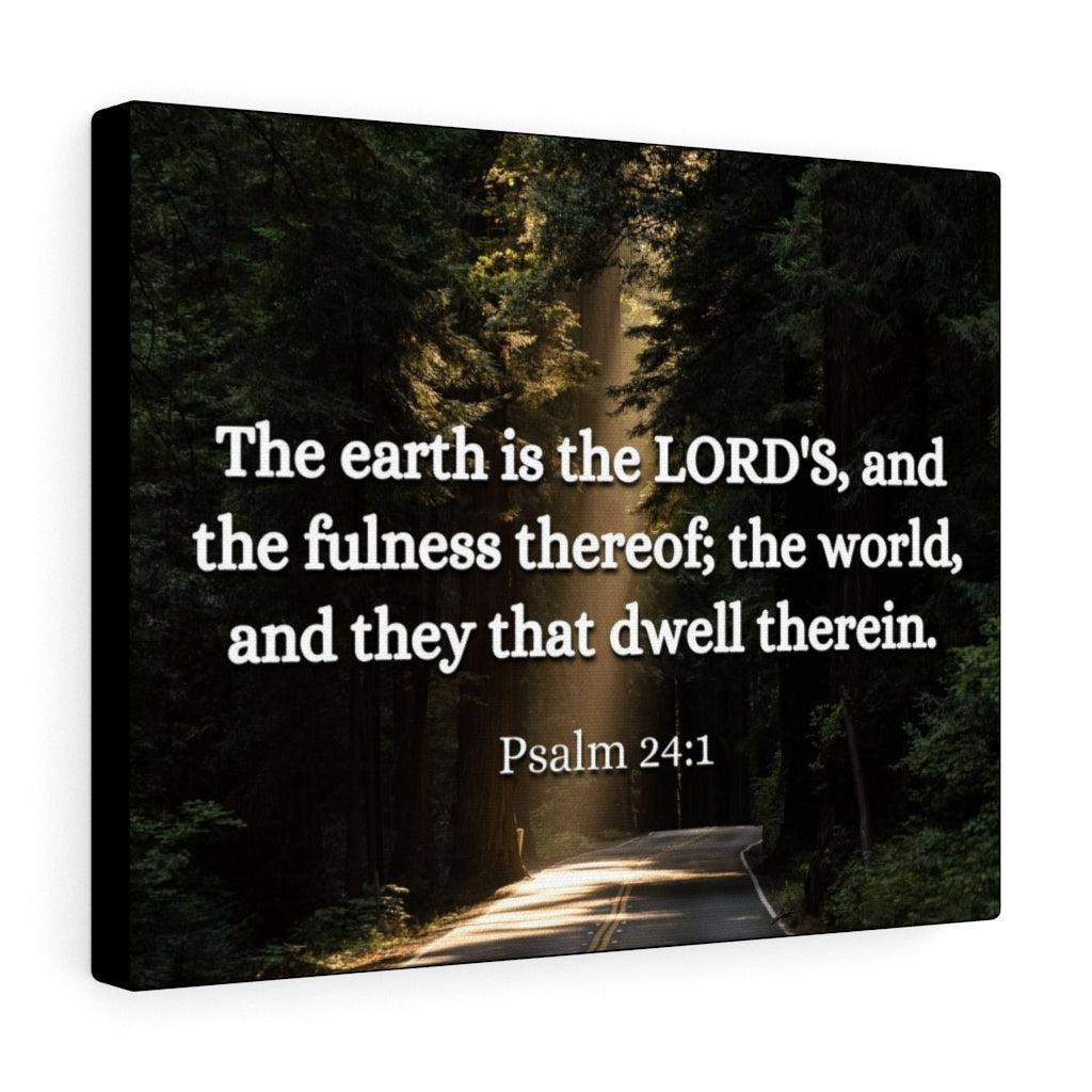 Scripture Walls The World Psalm 24:1 Bible Verse Canvas Christian Wall Art Ready to Hang Unframed-Express Your Love Gifts