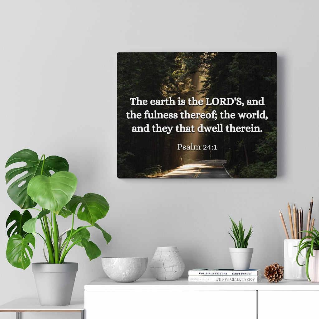 Scripture Walls The World Psalm 24:1 Bible Verse Canvas Christian Wall Art Ready to Hang Unframed-Express Your Love Gifts