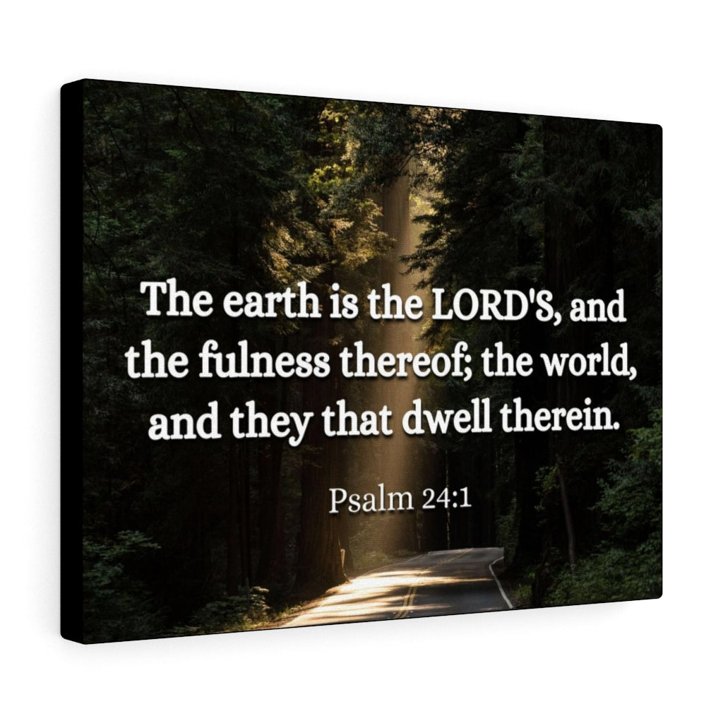 Scripture Walls The World Psalm 24:1 Bible Verse Canvas Christian Wall Art Ready to Hang Unframed-Express Your Love Gifts