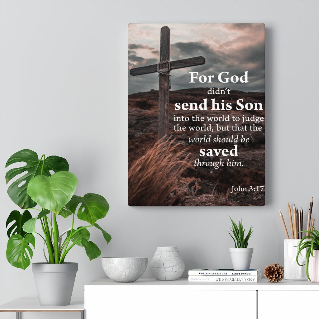 Scripture Walls The World Should Be Saved John 3:17 Scripture Wall Art Christian Home Decor Unframed-Express Your Love Gifts