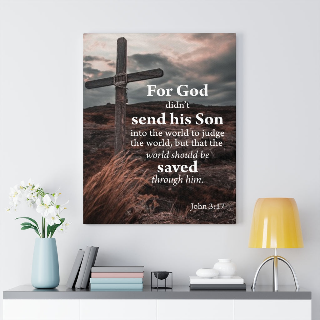Scripture Walls The World Should Be Saved John 3:17 Scripture Wall Art Christian Home Decor Unframed-Express Your Love Gifts