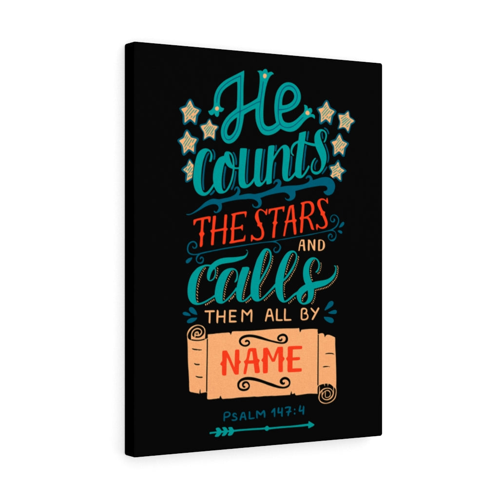 Scripture Walls Them All By Name Psalm 147:4 Bible Verse Canvas Christian Wall Art Ready to Hang Unframed-Express Your Love Gifts