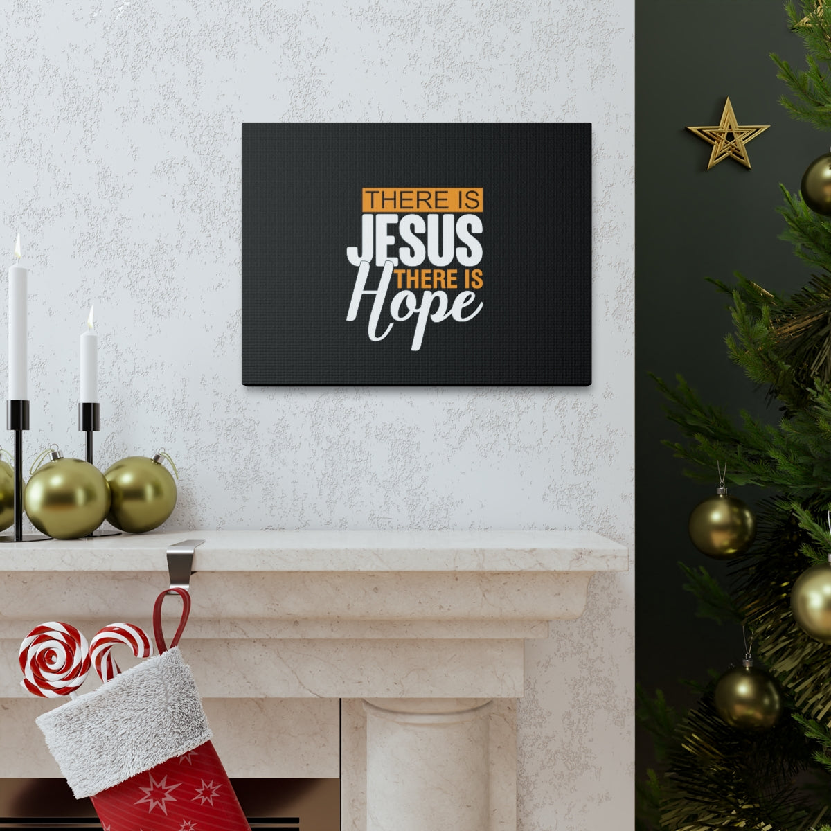 Scripture Walls There Is Jesus There Is Hope Titus 2:13 Black Christian Wall Art Bible Verse Print Ready to Hang Unframed-Express Your Love Gifts