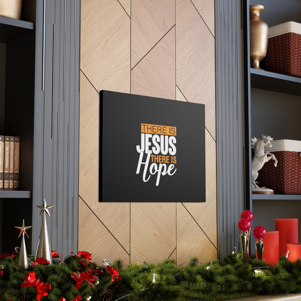 Scripture Walls There Is Jesus There Is Hope Titus 2:13 Black Christian Wall Art Bible Verse Print Ready to Hang Unframed-Express Your Love Gifts