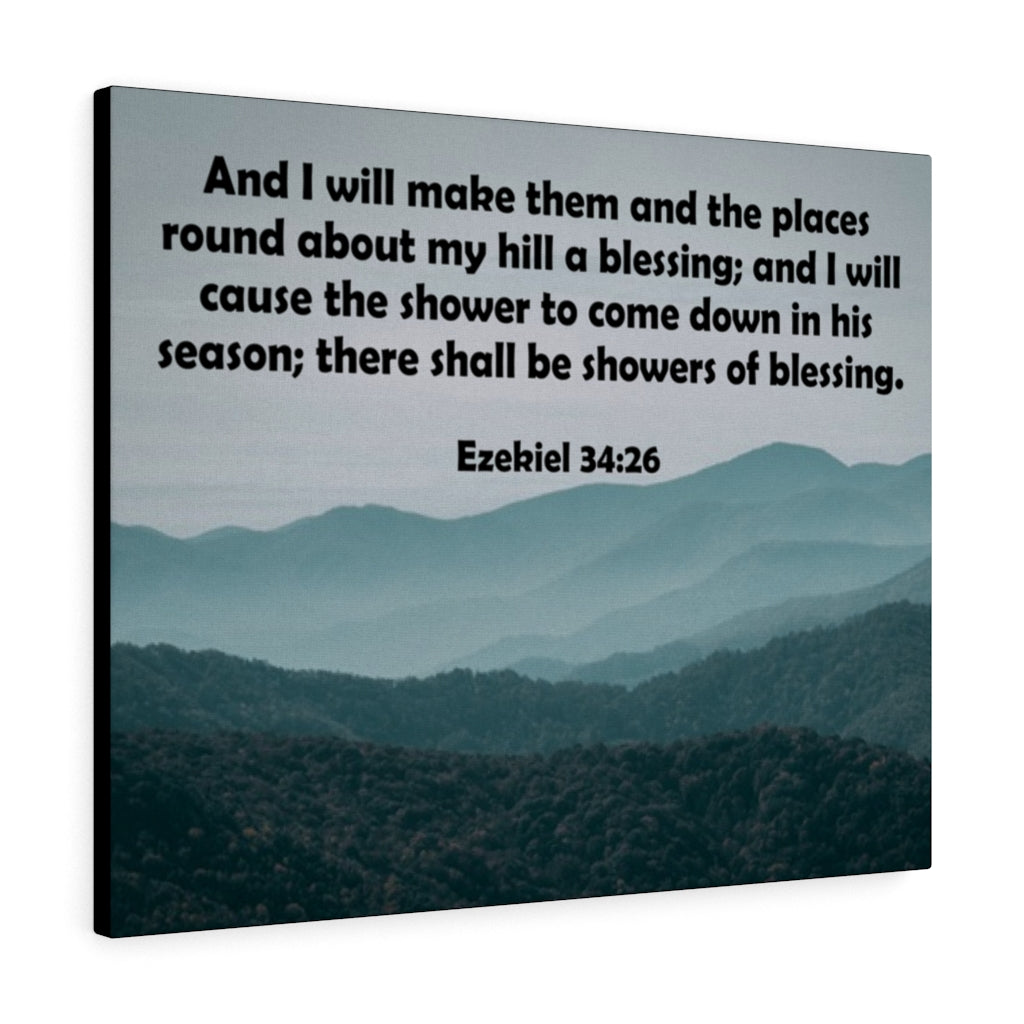 Scripture Walls There Shall Be Shower of Blessings Ezekiel 34:26 Bible Verse Canvas Christian Wall Art Ready to Hang Unframed-Express Your Love Gifts