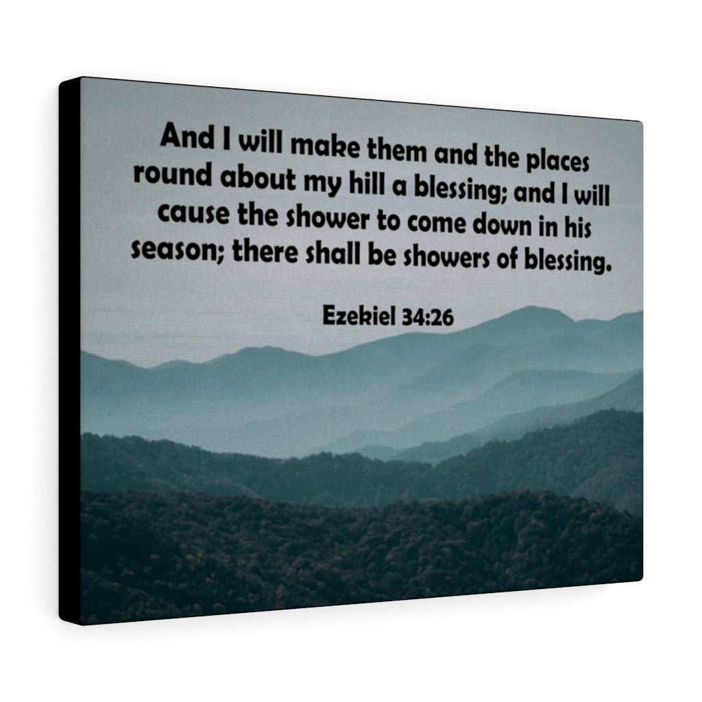 Scripture Walls There Shall Be Shower of Blessings Ezekiel 34:26 Bible Verse Canvas Christian Wall Art Ready to Hang Unframed-Express Your Love Gifts