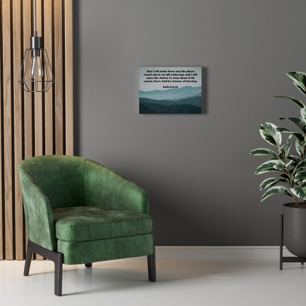 Scripture Walls There Shall Be Shower of Blessings Ezekiel 34:26 Bible Verse Canvas Christian Wall Art Ready to Hang Unframed-Express Your Love Gifts