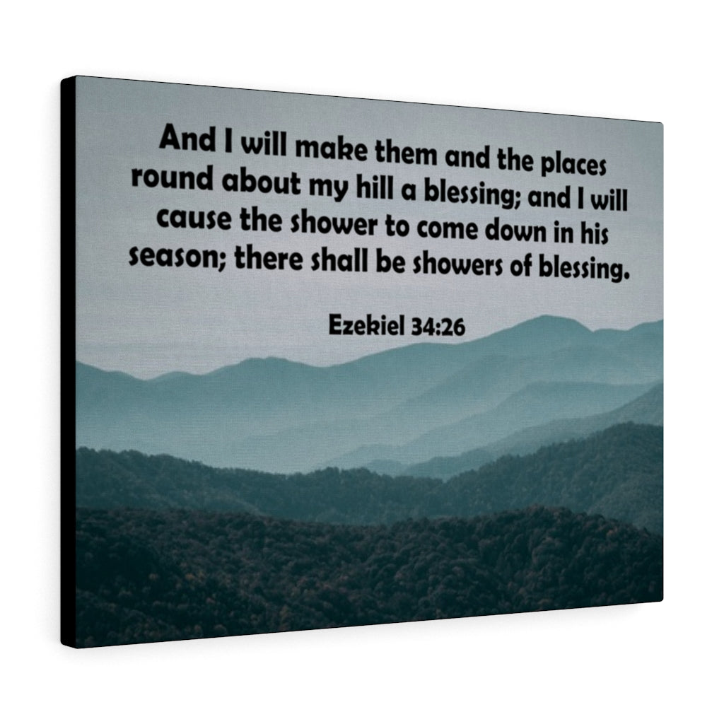 Scripture Walls There Shall Be Shower of Blessings Ezekiel 34:26 Bible Verse Canvas Christian Wall Art Ready to Hang Unframed-Express Your Love Gifts