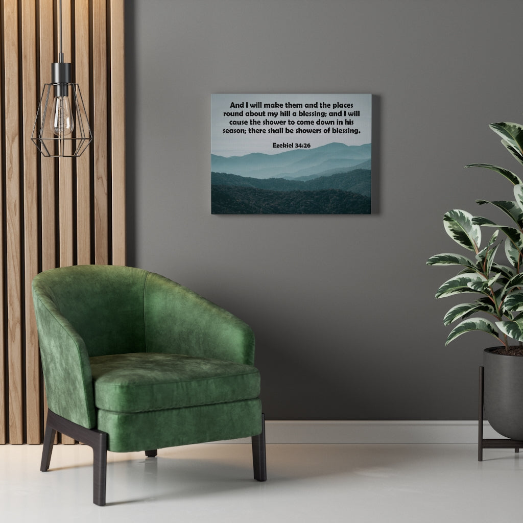 Scripture Walls There Shall Be Shower of Blessings Ezekiel 34:26 Bible Verse Canvas Christian Wall Art Ready to Hang Unframed-Express Your Love Gifts
