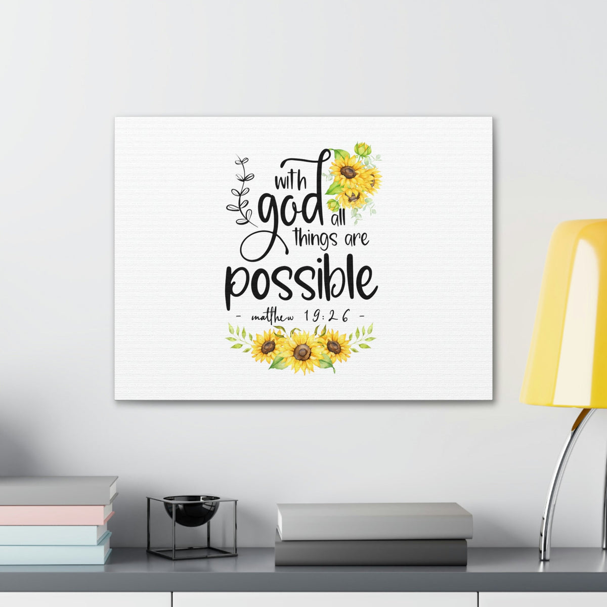 Scripture Walls Things Are Possible Matthew 19:26 Sunflower Christian Wall Art Bible Verse Print Ready to Hang Unframed-Express Your Love Gifts