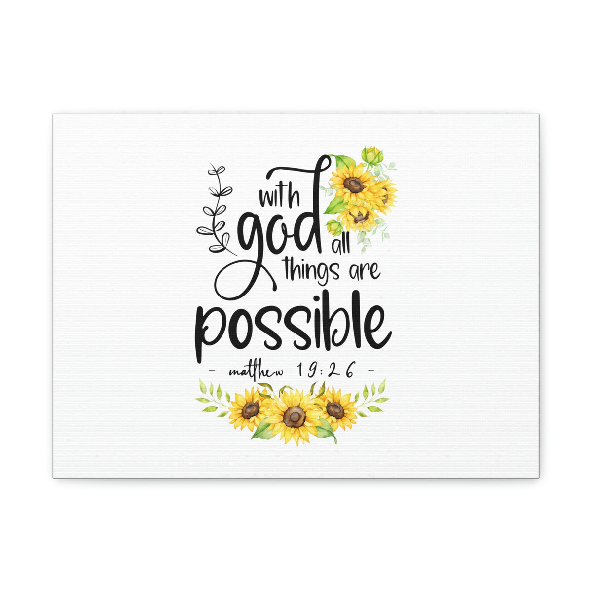 Scripture Walls Things Are Possible Matthew 19:26 Sunflower Christian Wall Art Bible Verse Print Ready to Hang Unframed-Express Your Love Gifts