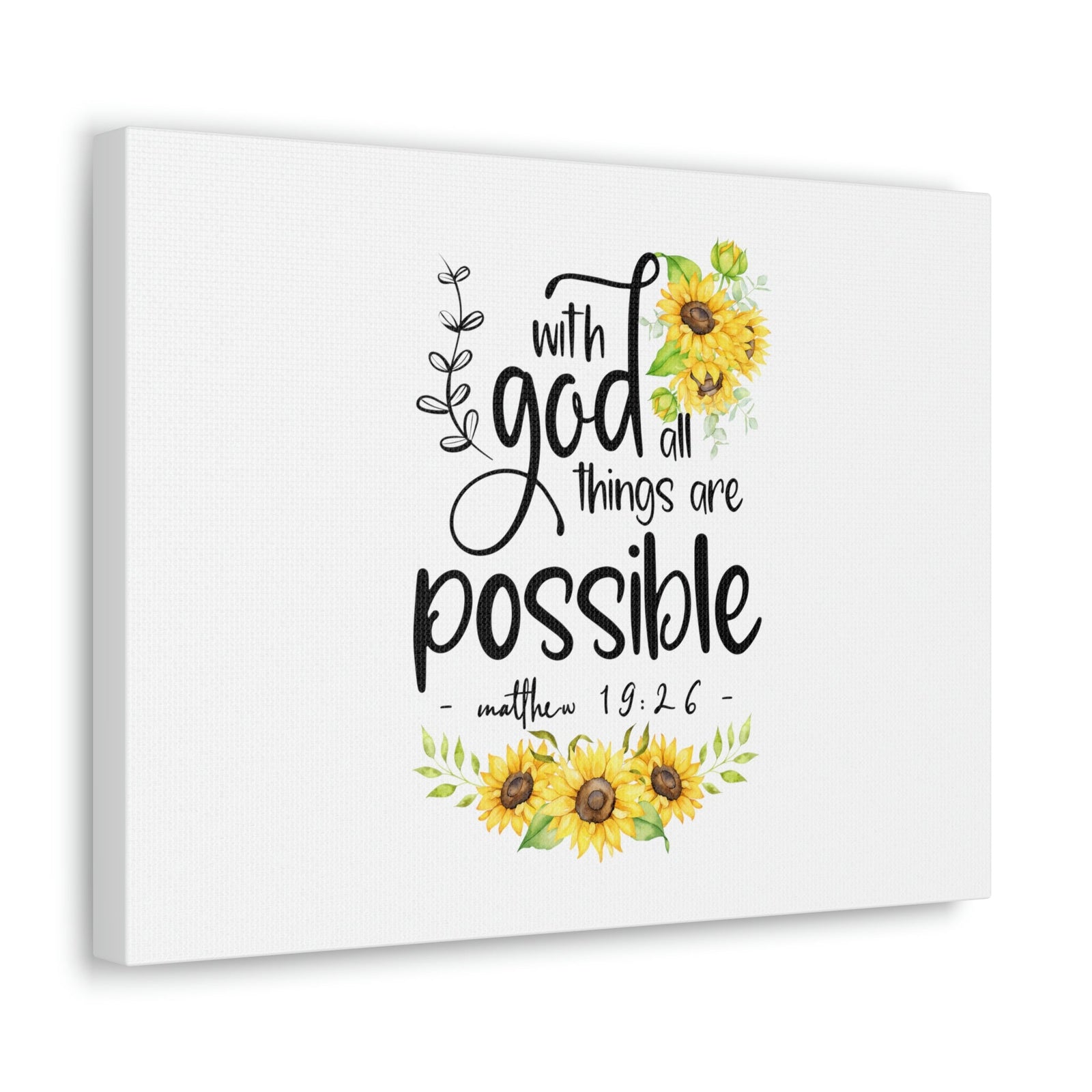 Scripture Walls Things Are Possible Matthew 19:26 Sunflower Christian Wall Art Bible Verse Print Ready to Hang Unframed-Express Your Love Gifts