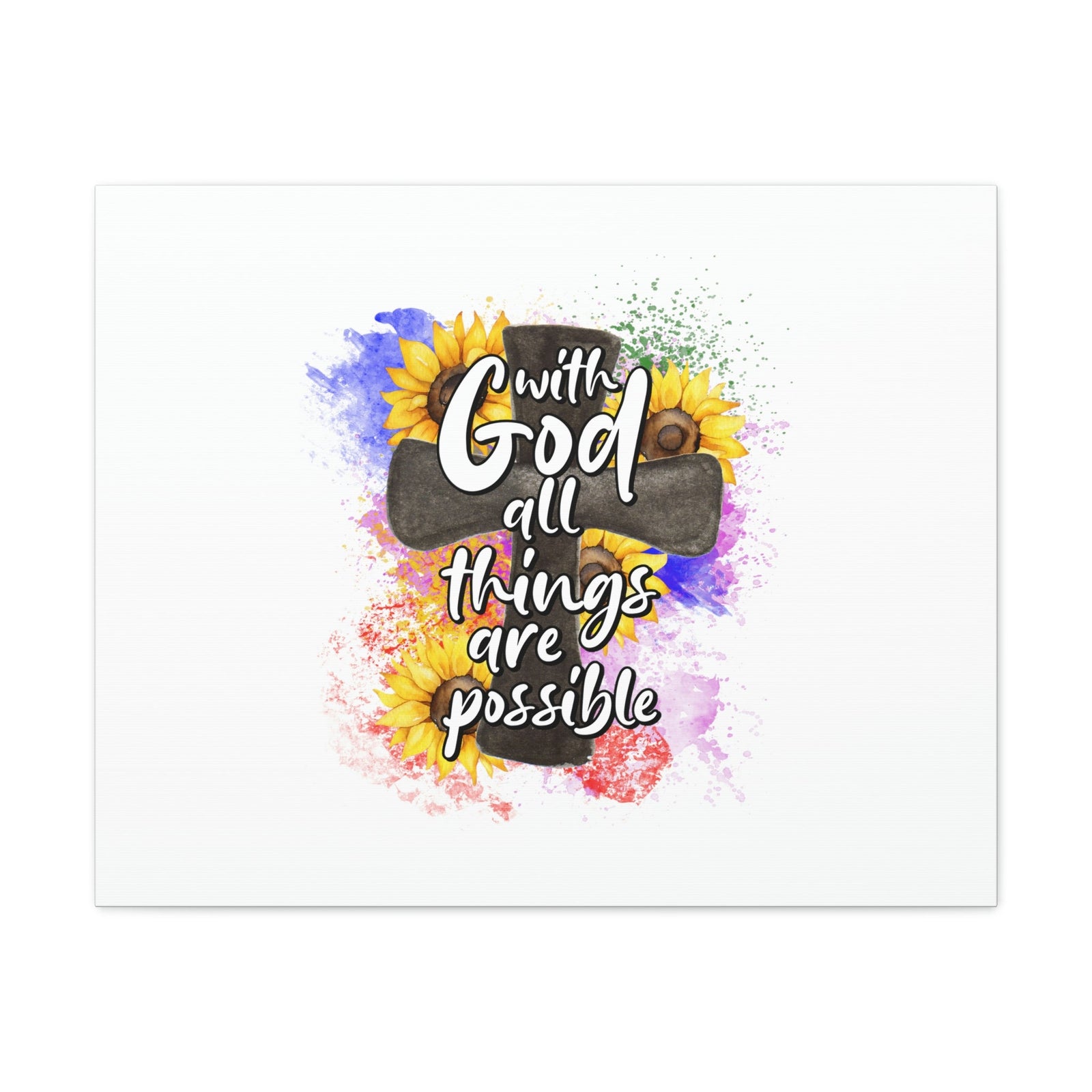 Scripture Walls Things Are Possible Matthew 19:26 Sunflower Cross Christian Wall Art Bible Verse Print Ready to Hang Unframed-Express Your Love Gifts
