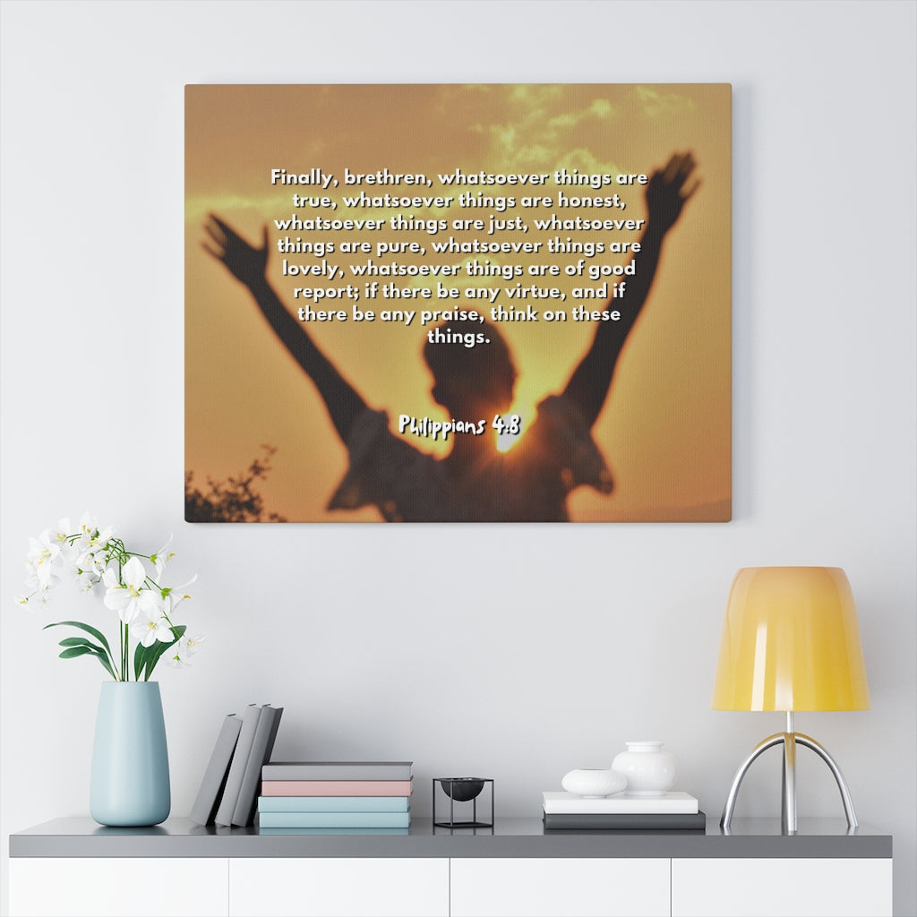 Scripture Walls Things Are True Philippians 4:8 Bible Verse Canvas Christian Wall Art Ready to Hang Unframed-Express Your Love Gifts