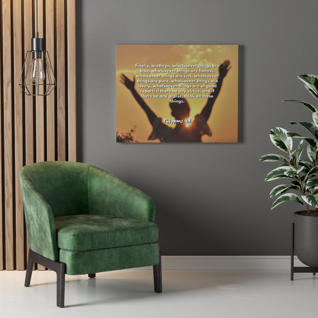 Scripture Walls Things Are True Philippians 4:8 Bible Verse Canvas Christian Wall Art Ready to Hang Unframed-Express Your Love Gifts