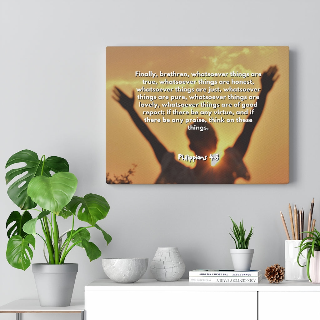 Scripture Walls Things Are True Philippians 4:8 Bible Verse Canvas Christian Wall Art Ready to Hang Unframed-Express Your Love Gifts