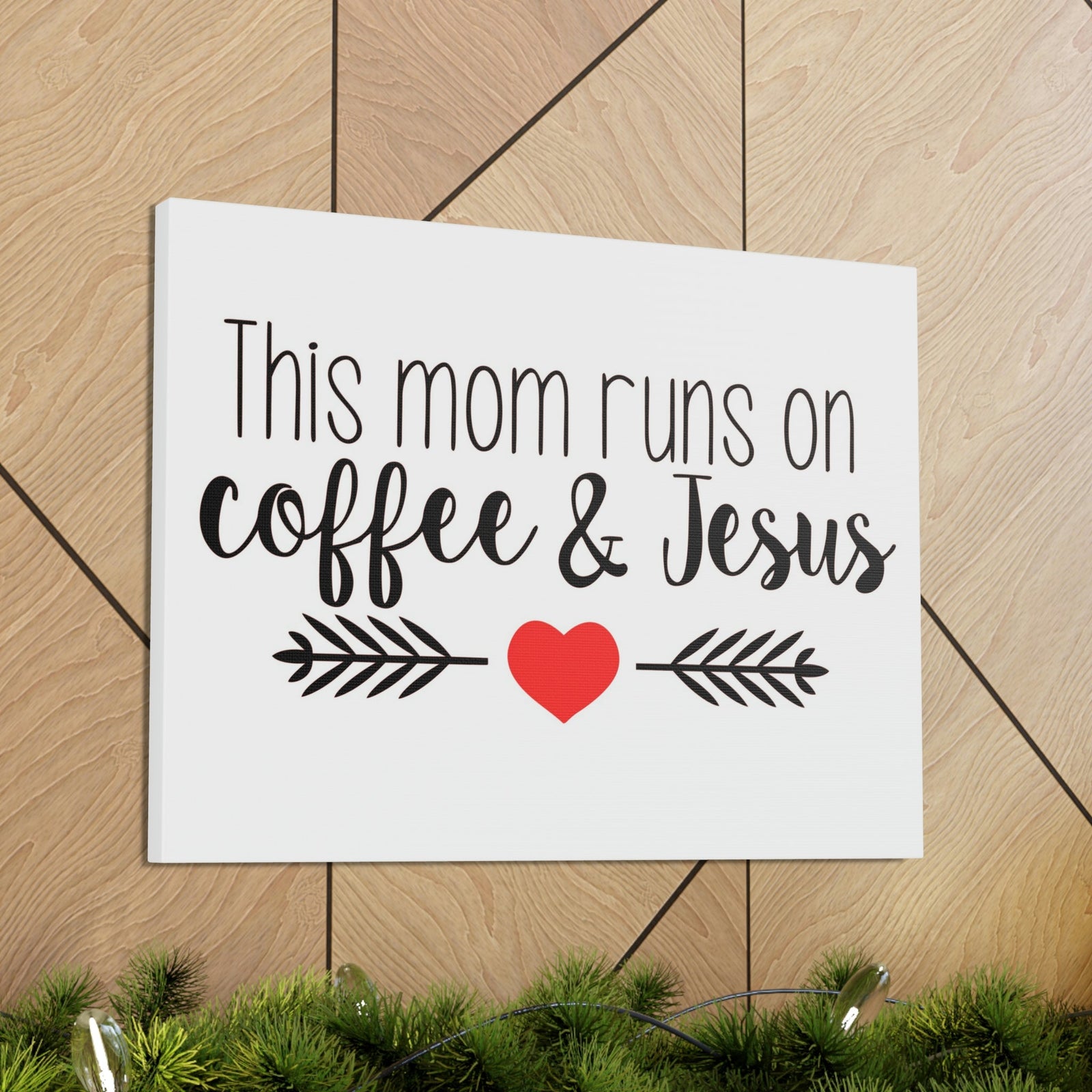 Scripture Walls This Mom Runs On Coffee & Jesus Mark 10:27 Coffee Christian Wall Art Print Ready to Hang Unframed-Express Your Love Gifts