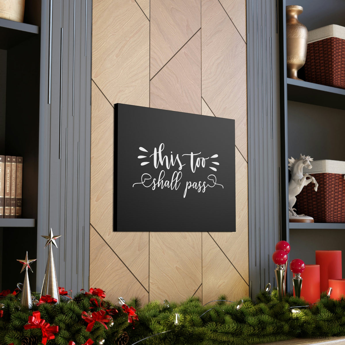 Scripture Walls This Too Shall Pass 2 Corinthians 4:18 Black Christian Wall Art Bible Verse Print Ready to Hang Unframed-Express Your Love Gifts