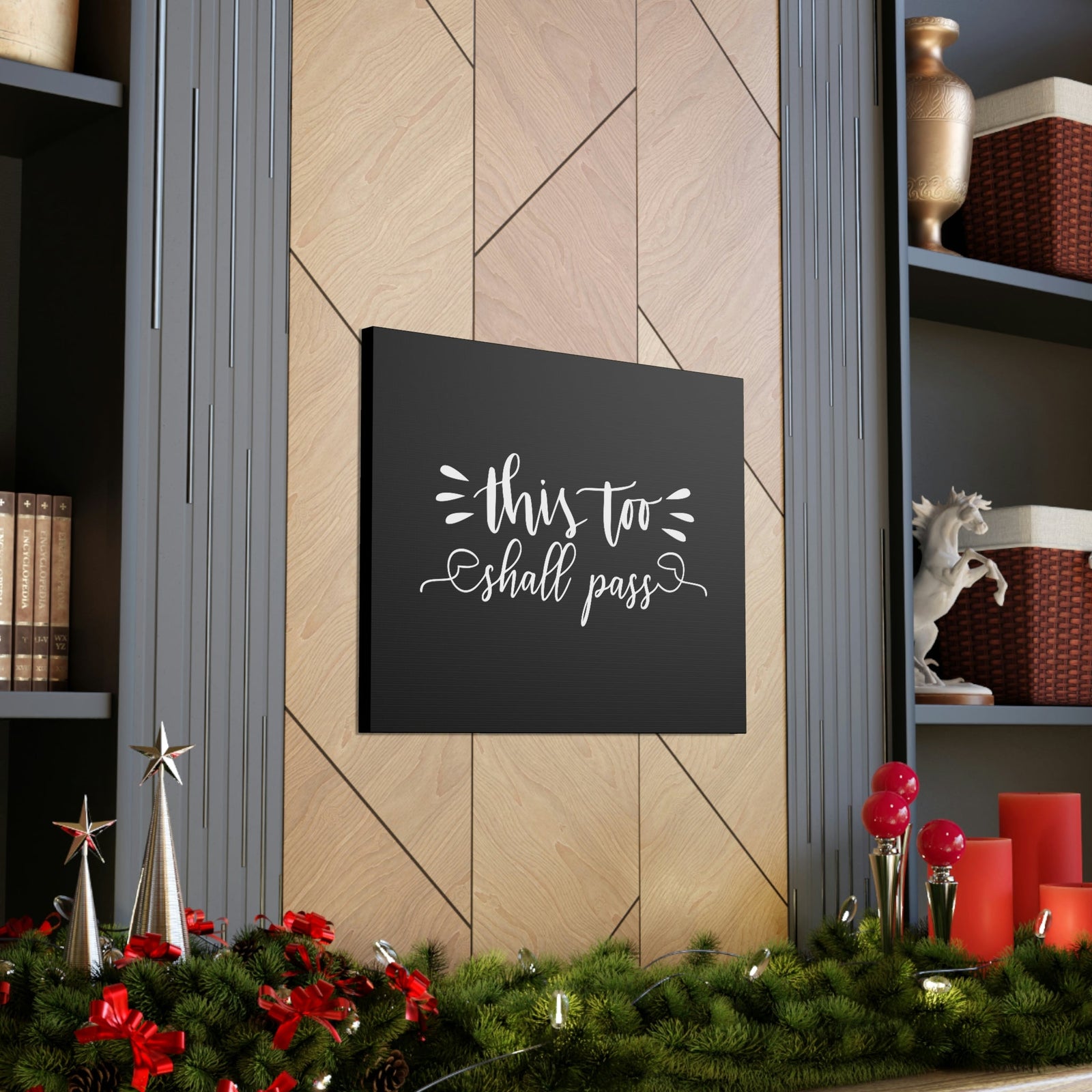 Scripture Walls This Too Shall Pass 2 Corinthians 4:18 Black Christian Wall Art Bible Verse Print Ready to Hang Unframed-Express Your Love Gifts